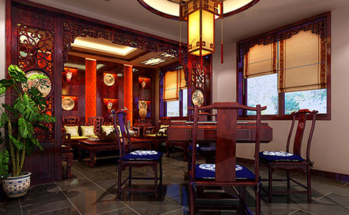 芷江古典中式风格茶楼包间设计装修效果图